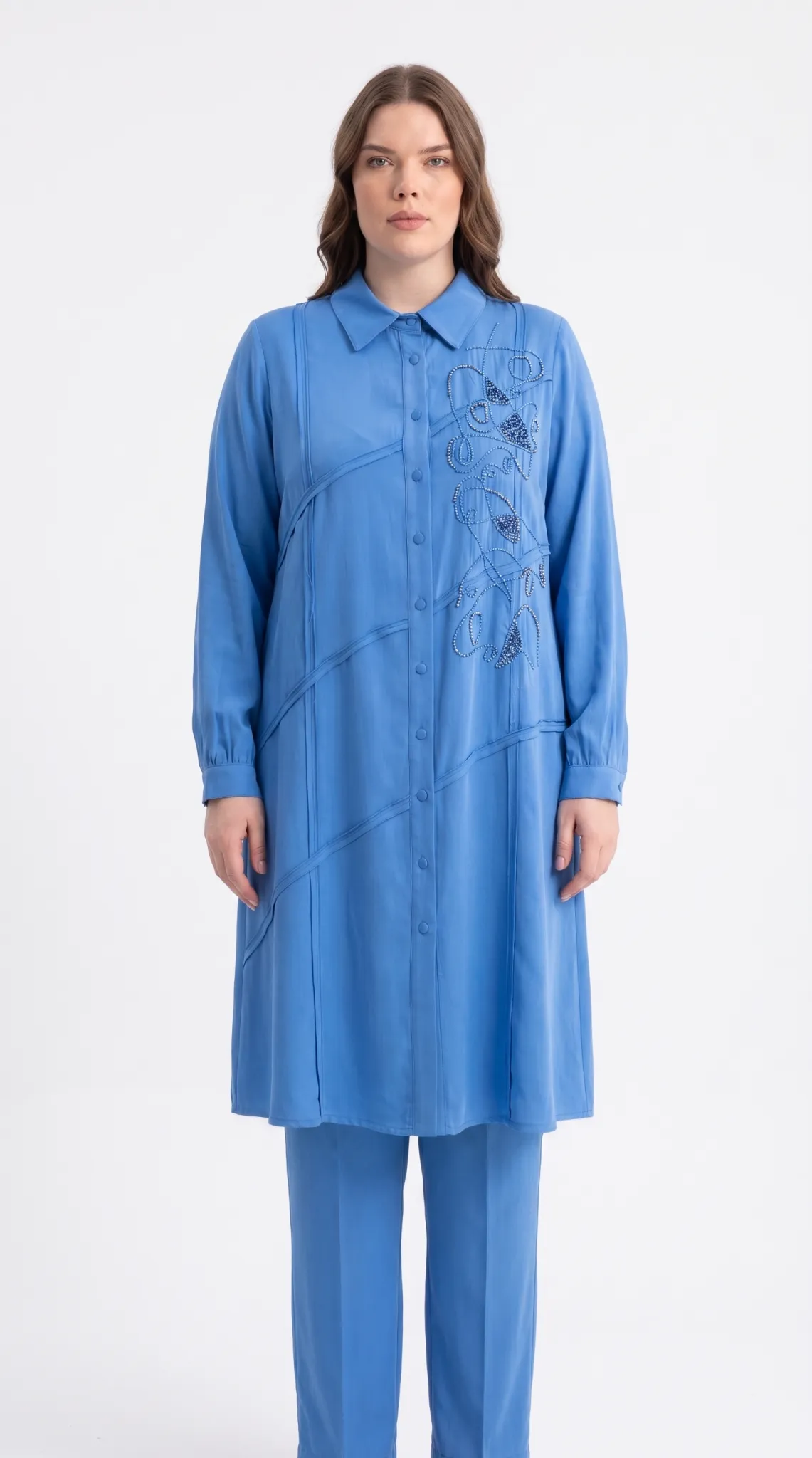 M'EVA PLUS TENCEL EL İŞLEMİ TUNİK Indigo