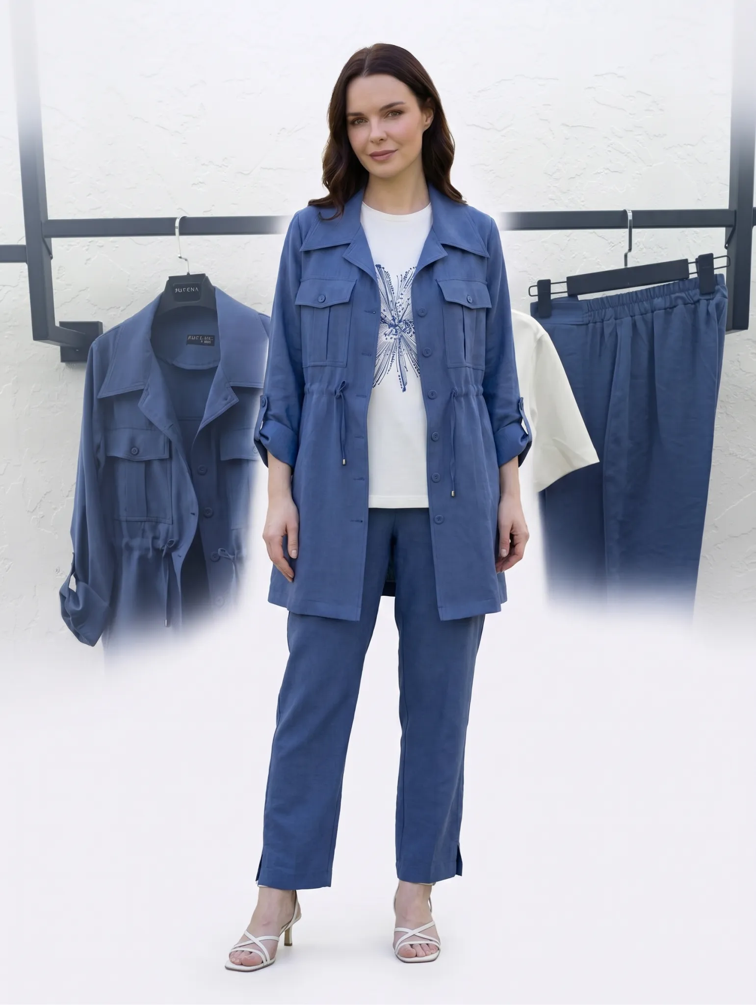 MODAL TUNİK SAFARİ TENCEL PANTOLONLU TAKIM Indigo 3
