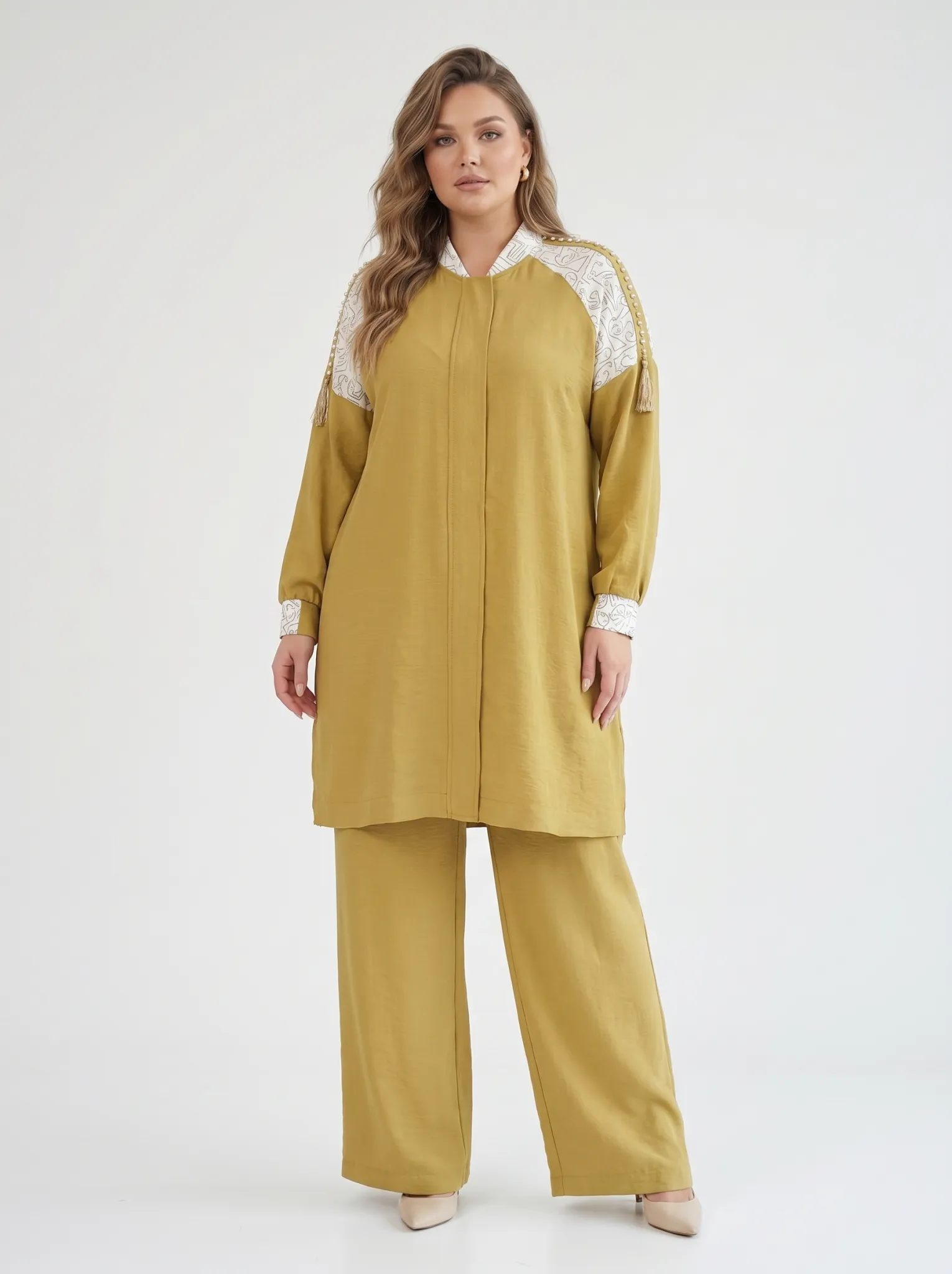 M'EVA PLUS TENCEL KAP & PANTOLON TAKIM Amber