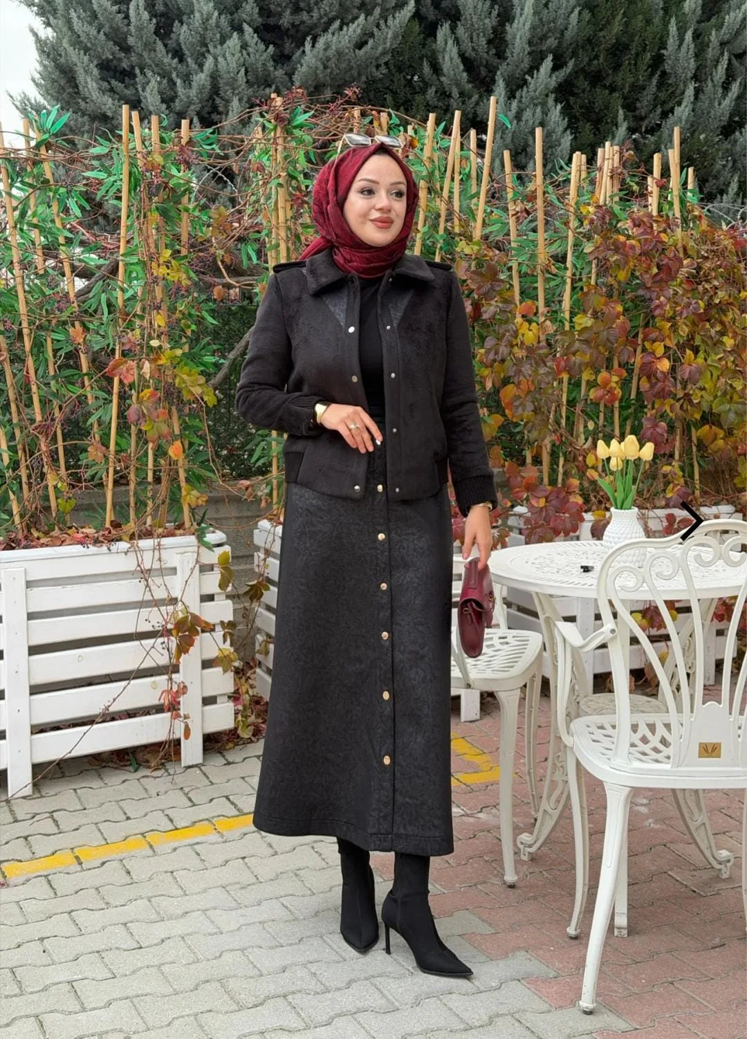 PUREVA SÜET ETEK PELUŞ CEKET TAKIM Siyah