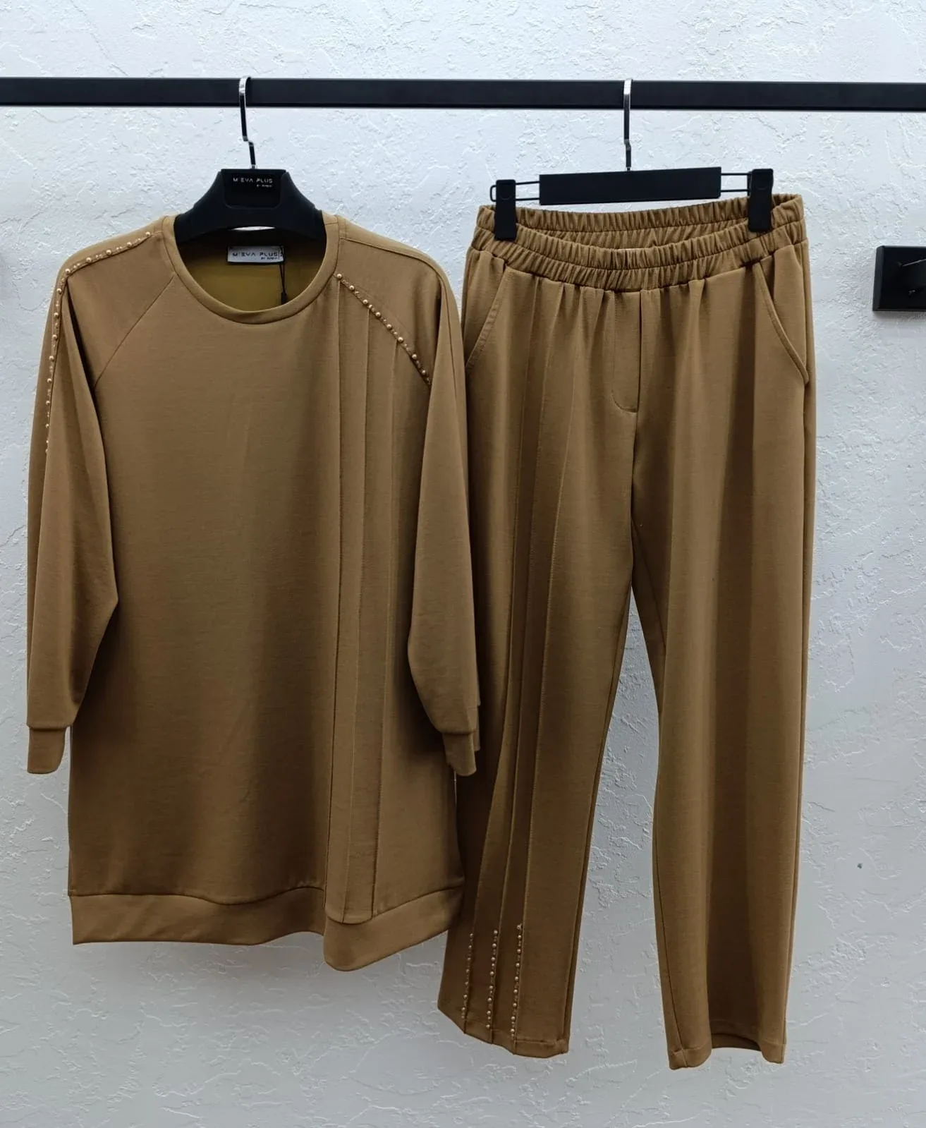 M'EVA PLUS BAMBU MODAL TUNİK & PANTOLON TAKIM Camel
