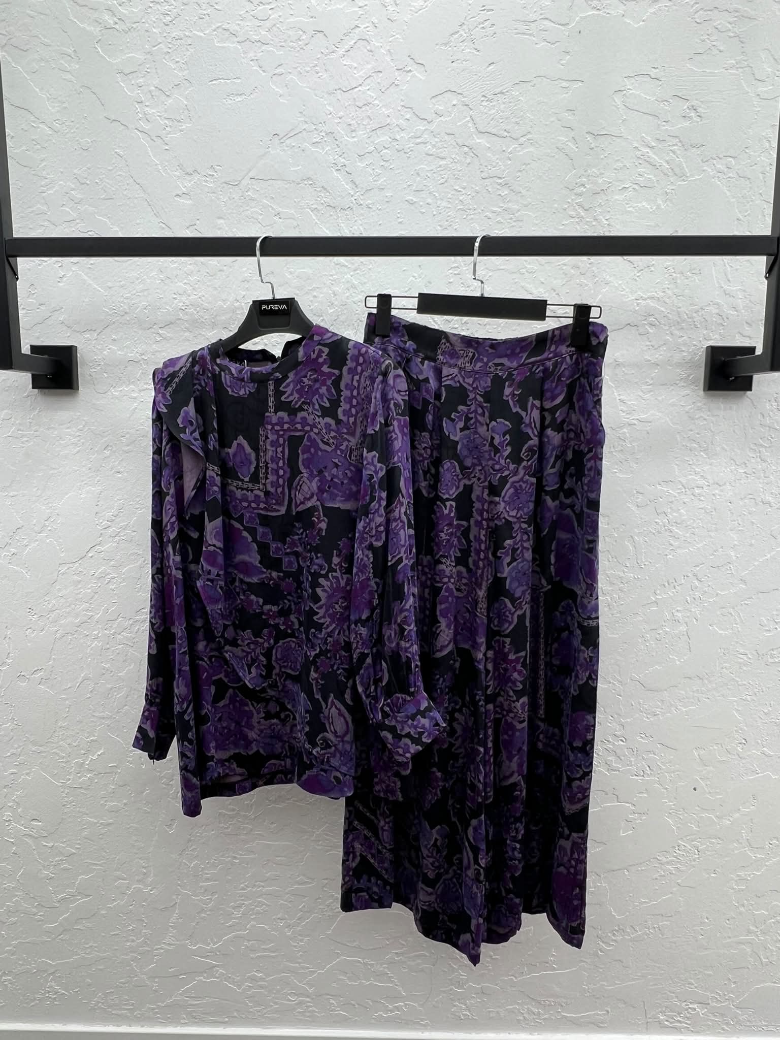 İPEK CUPRA TUNİK PANTOLON TAKIM Batik Desen Mor 2