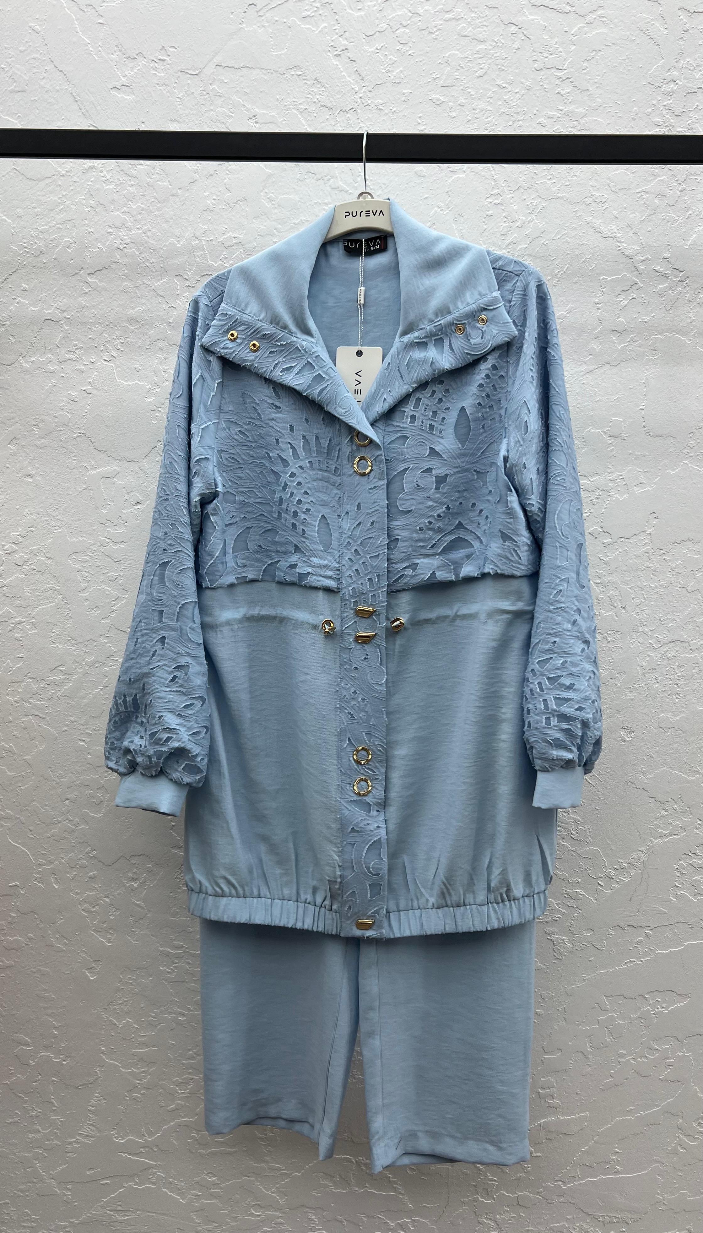 TENCEL YAKMA KONBİNLİ CEKET PANTOLON TAKIM Mavi 2