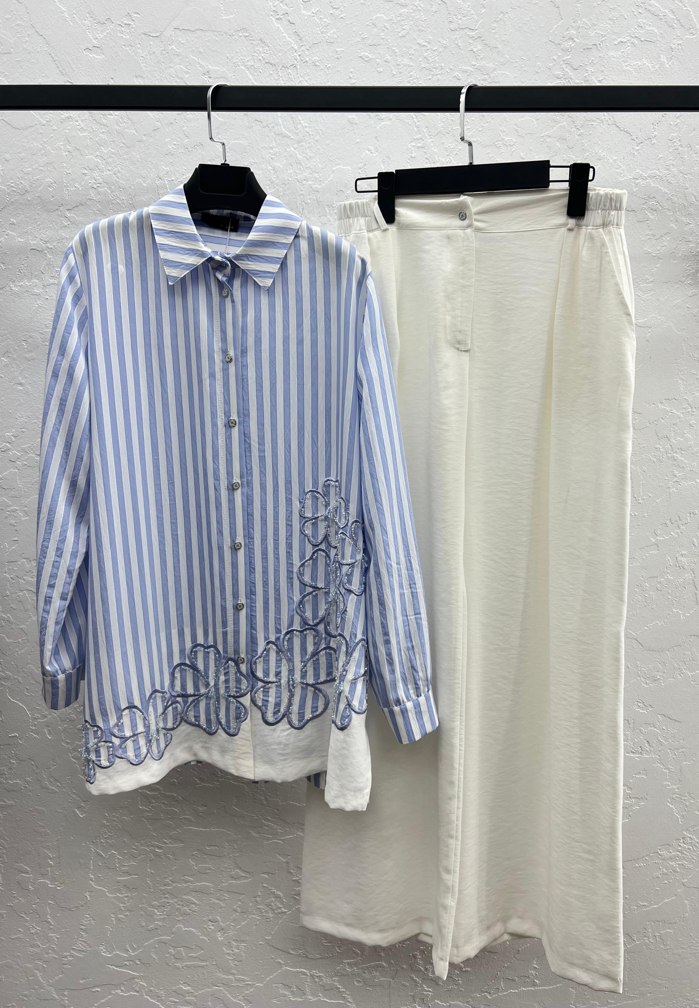 COTON NAKIŞLI TUNİK TENCEL PANTOLON TAKIM Mavi 2