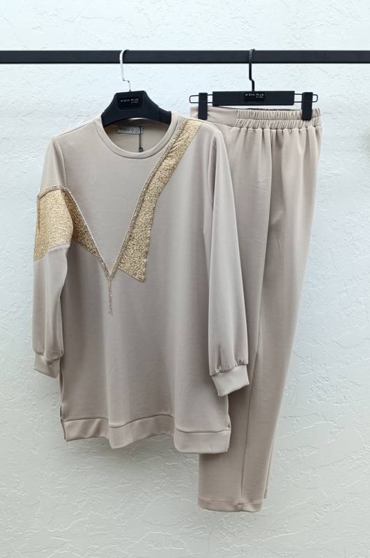 M'EVA PLUS BAMBU MODAL TUNİK & PANTOLON TAKIM Taş