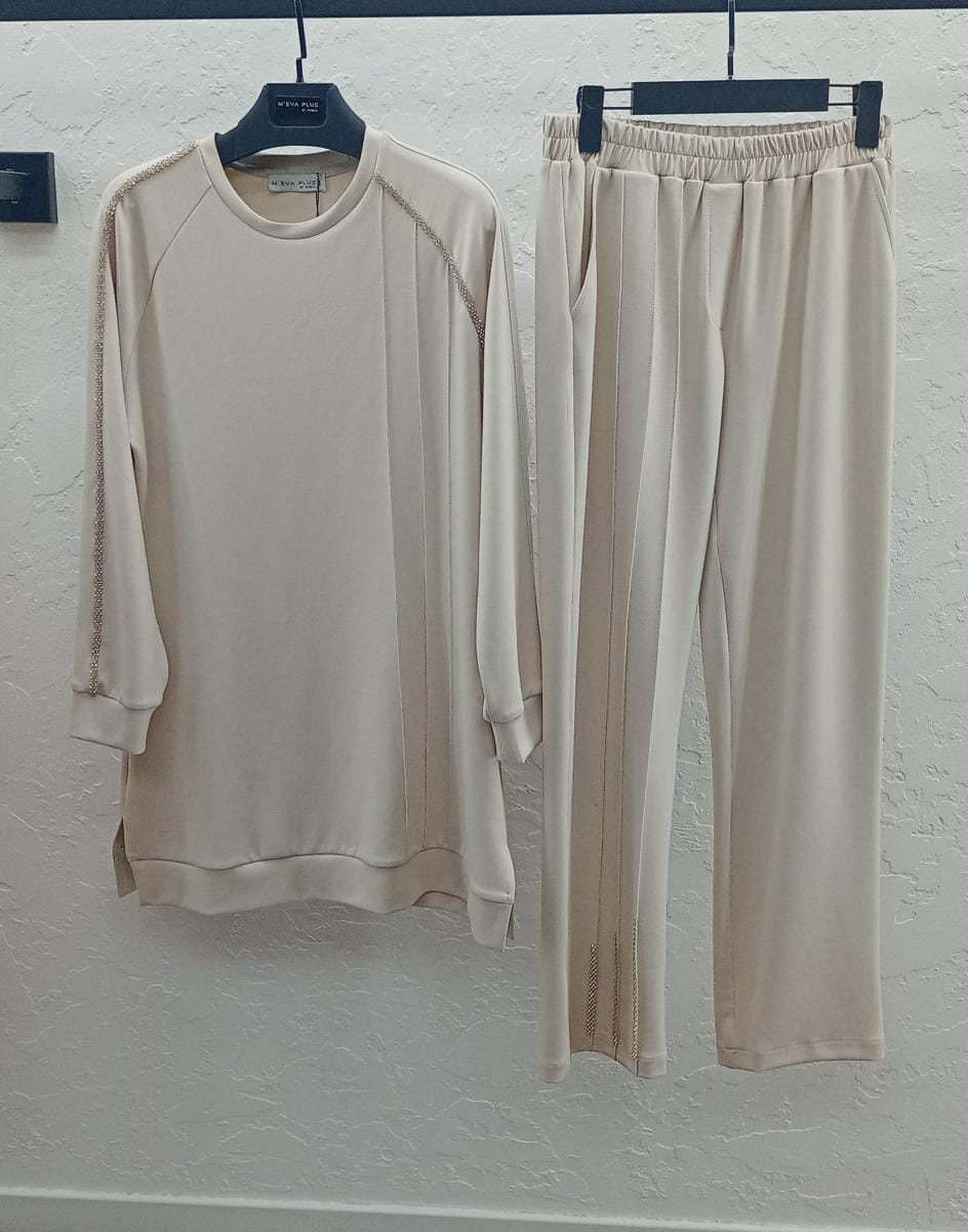 M'EVA PLUS BAMBU MODAL TUNİK & PANTOLON TAKIM Taş