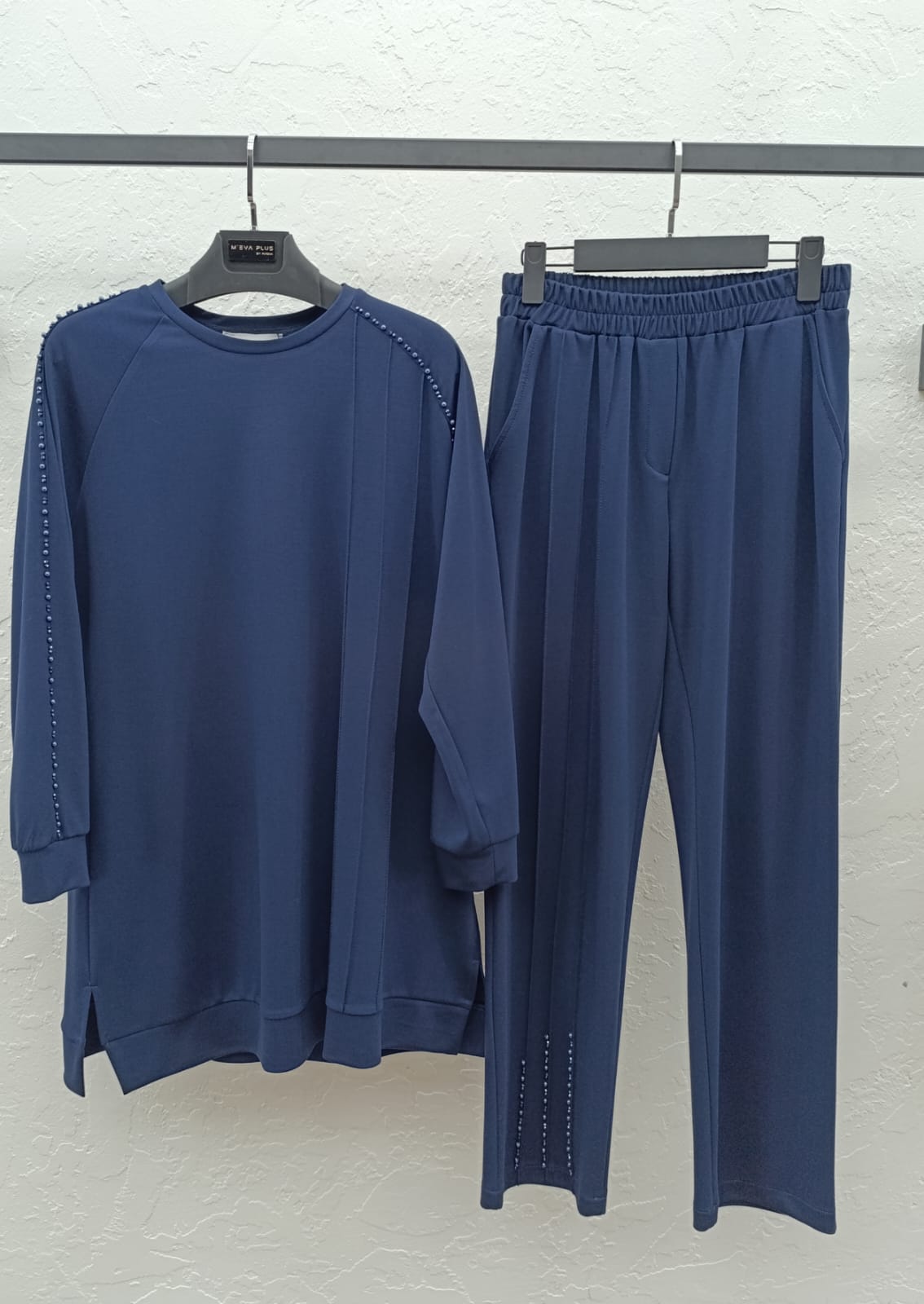 M'EVA PLUS BAMBU MODAL TUNİK & PANTOLON TAKIM Lacivert