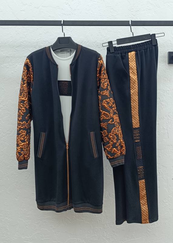 M'EVA PLUS BAMBU MODAL ÜÇLÜ TAKIM Siyah / Bakır