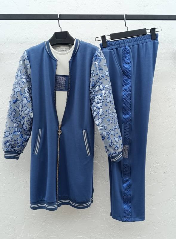 M'EVA PLUS BAMBU MODAL ÜÇLÜ TAKIM Indigo