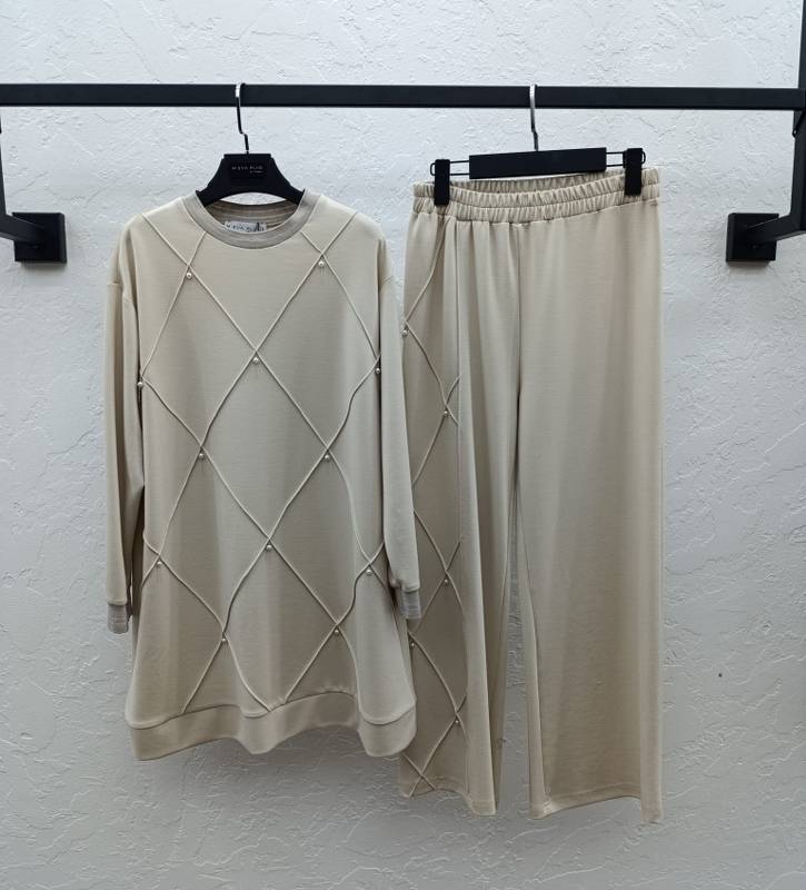 M'EVA PLUS BAMBU MODAL TUNİK & PANTOLON TAKIM Taş