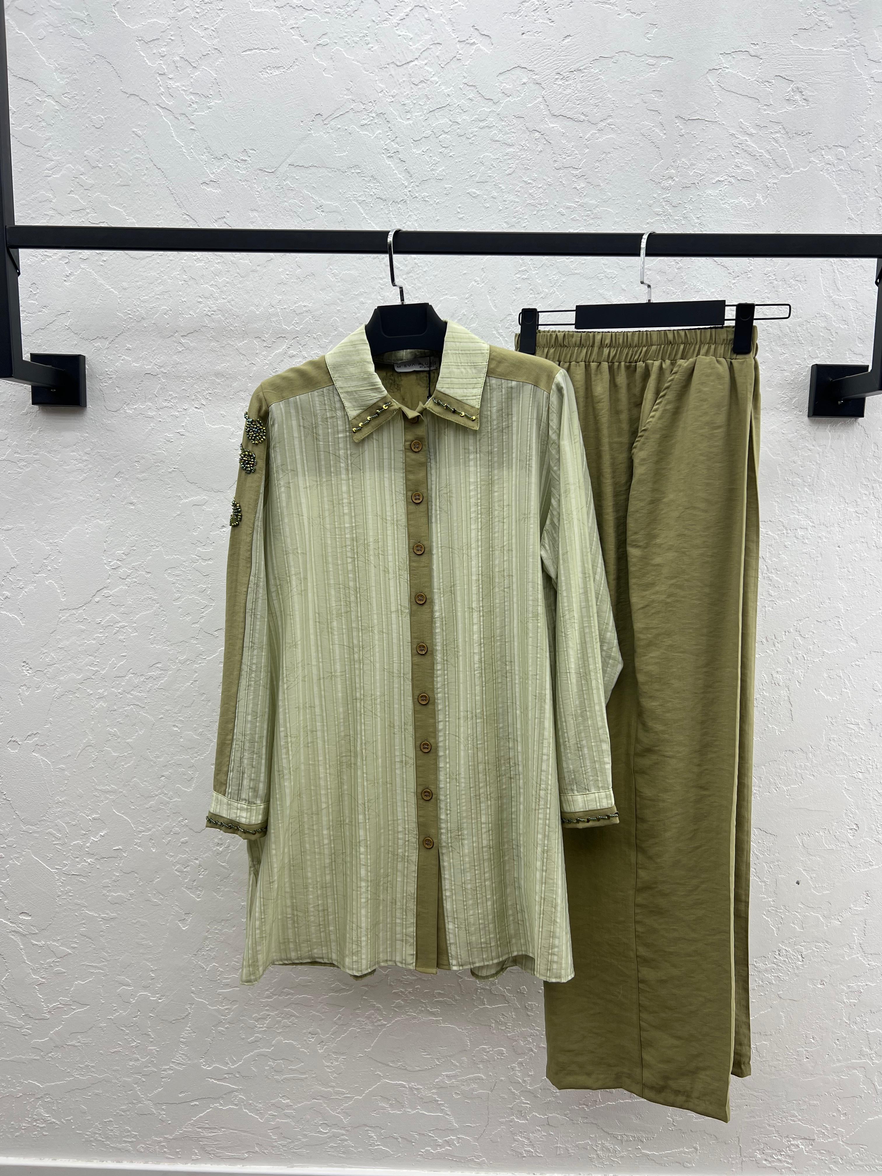 TENCEL TUNİK KAP ÜÇLÜ TAKIM Haki 2