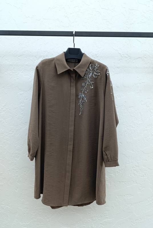 TENCEL TUNİK TAŞLI Çikolata 2