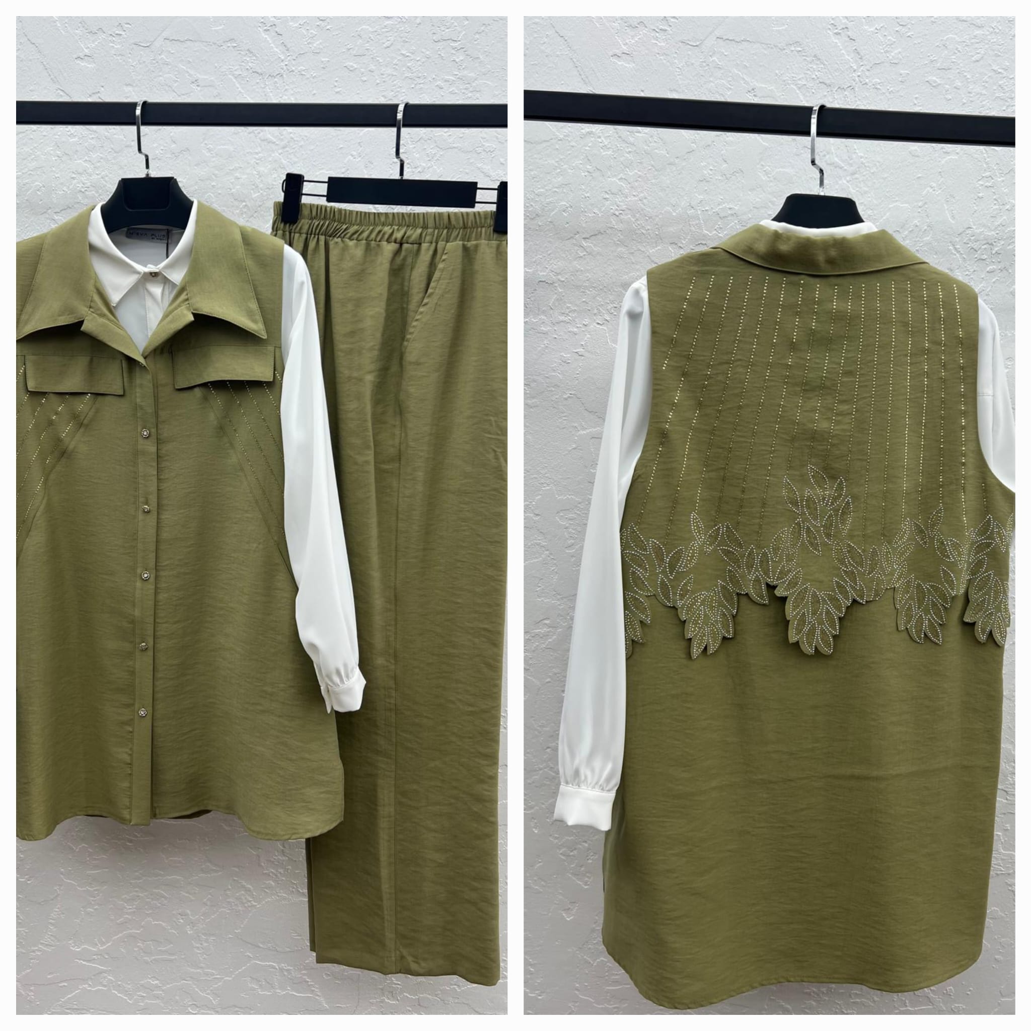 TENCEL YELEK PANTOLON TUNİK - ÜÇLÜ TAKIM Kekik 2