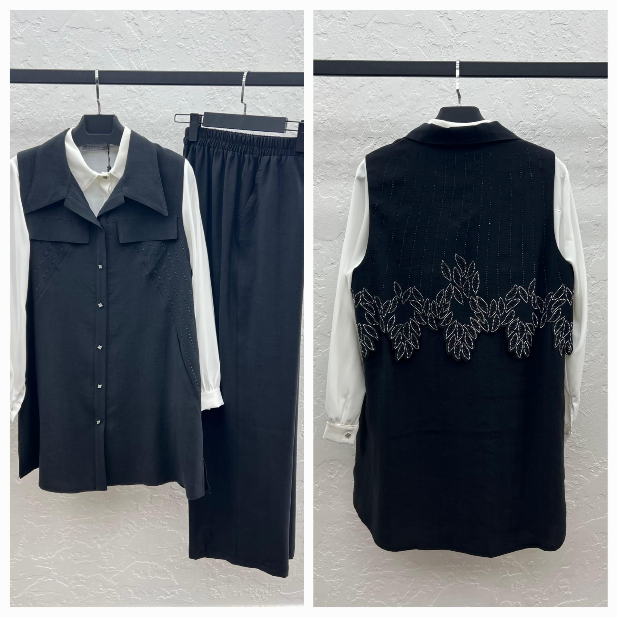 TENCEL YELEK PANTOLON TUNİK - ÜÇLÜ TAKIM Siyah 2