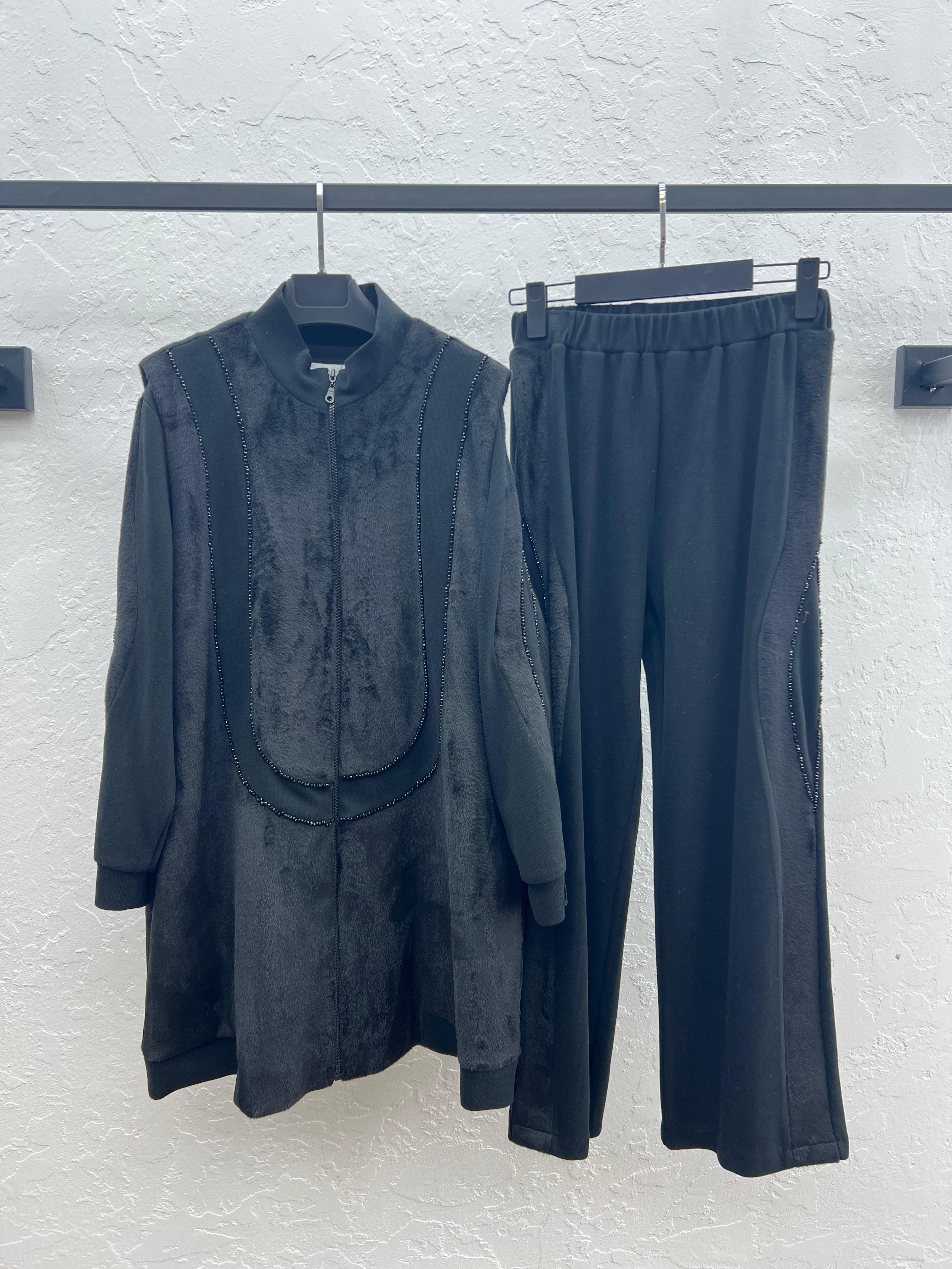MODAL & ANGORA KÜRKLÜ TUNİK YELEK PANTOLON TAKIM Siyah 4