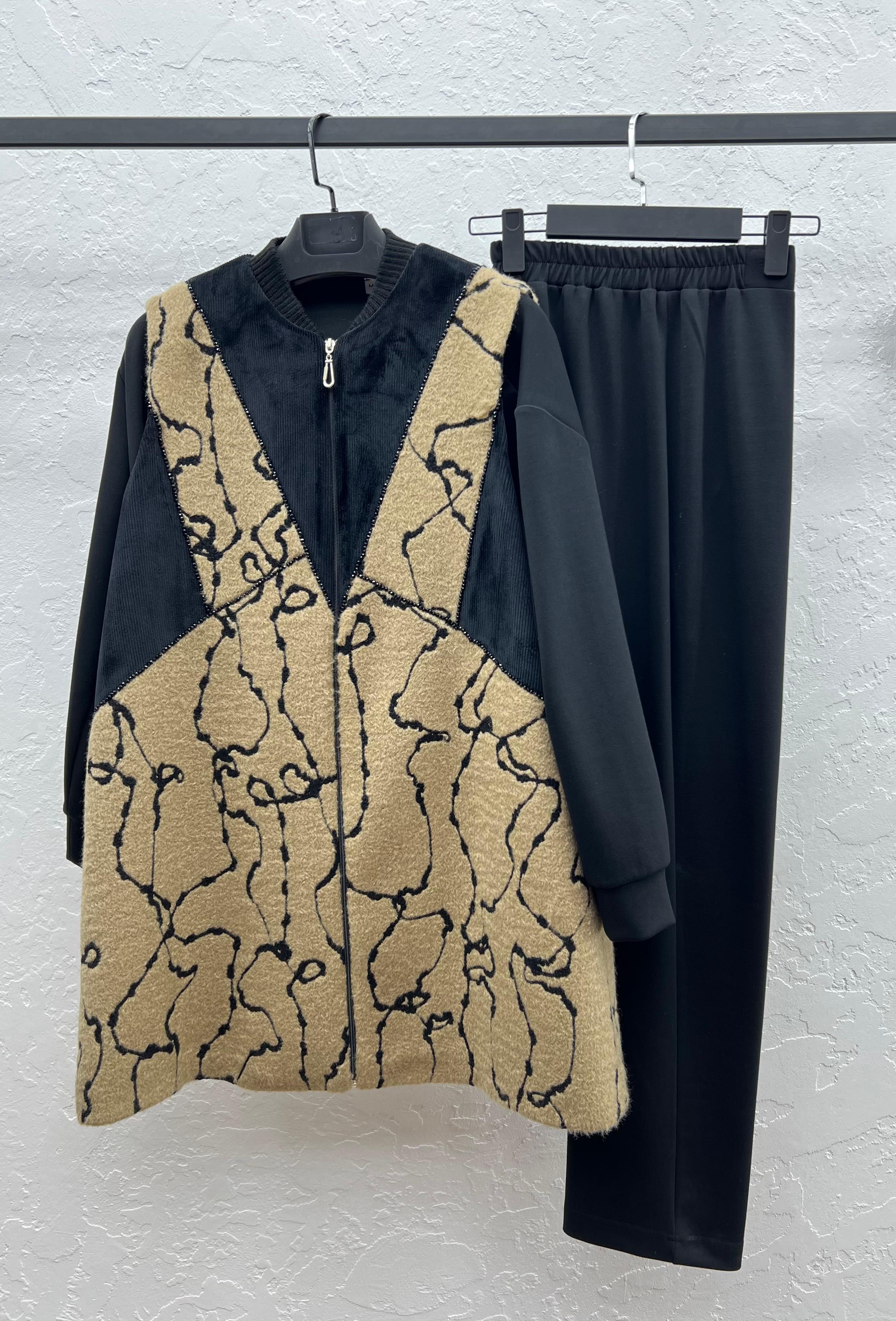 DAL BRODE YÜN YELEK & MODAL TUNİK PANTOLON TAKIM Camel 4