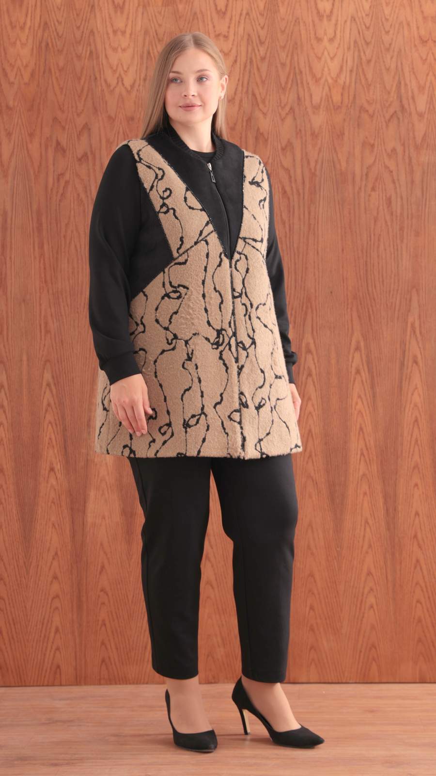 DAL BRODE YÜN YELEK & MODAL TUNİK PANTOLON TAKIM Camel 3