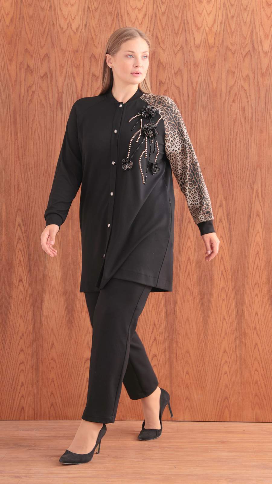 MODAL LEOPAR KAP PANTOLON TAKIM Siyah 3