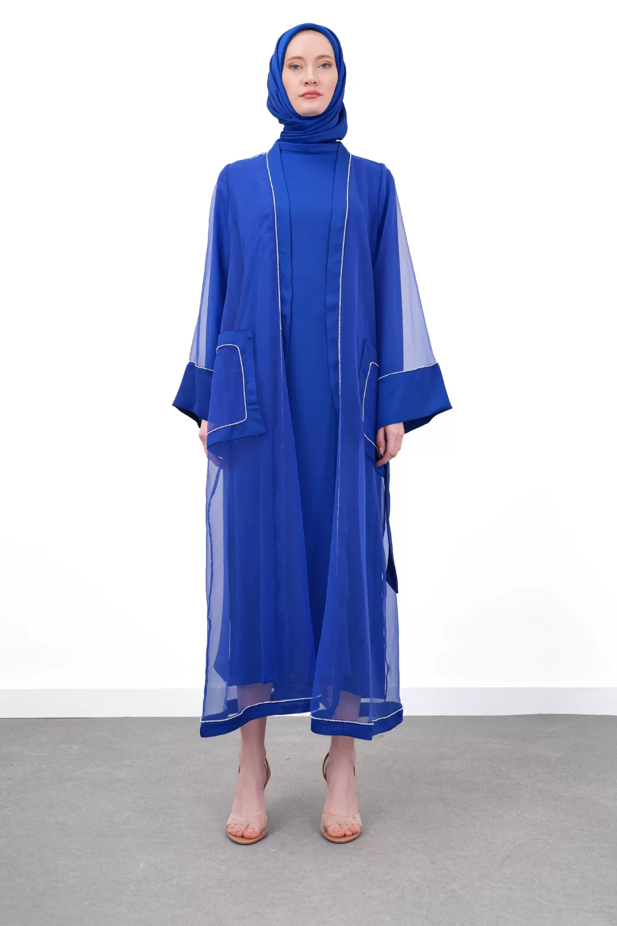BLUEVA ORGANZE & SANDY LUXURY İKİLİ TAKIM Saks