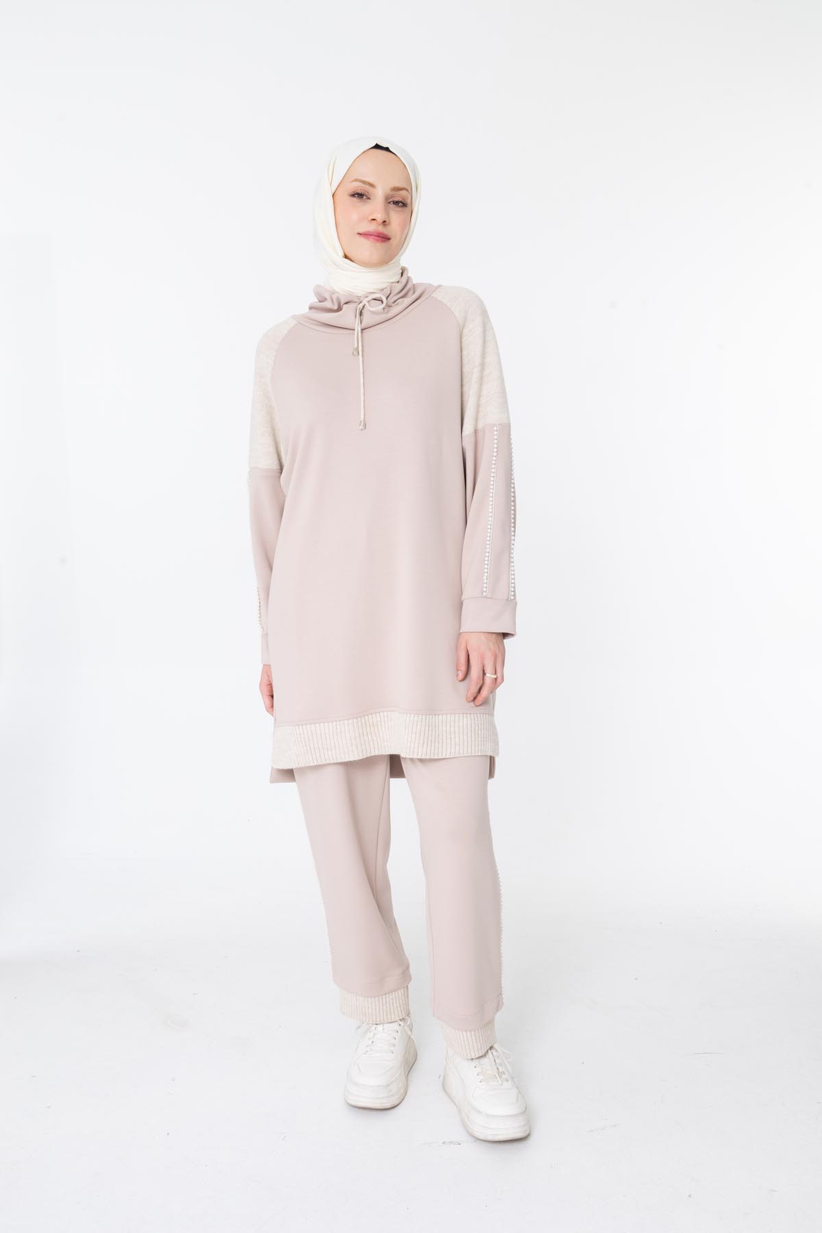 MODAL TRİKO KONBİNLİ TUNİK PANTOLON TAKIM Bej 7