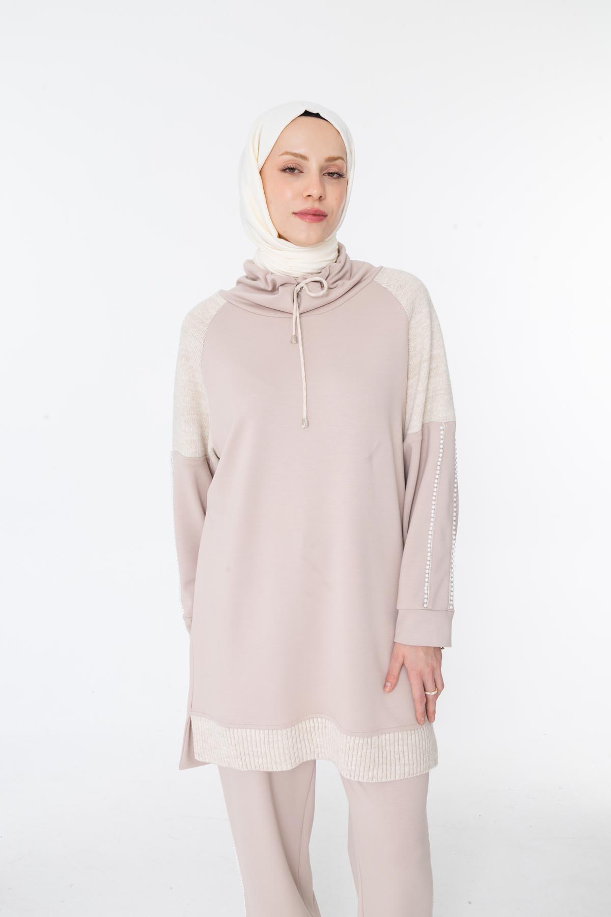 MODAL TRİKO KONBİNLİ TUNİK PANTOLON TAKIM Bej 3
