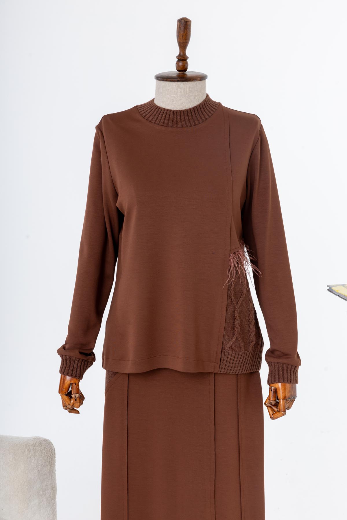 MODAL TUNİK & ETEK TAKIM Duru Alev Jakar Kahverengi 3
