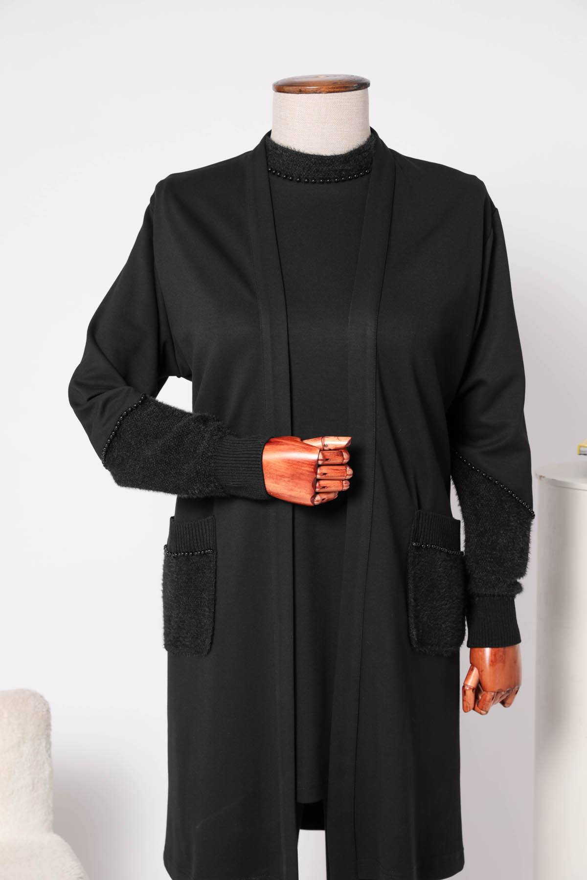 MODAL HIRKA TRİKO KONBİNLİ ÜÇLÜ TAKIM Siyah 3