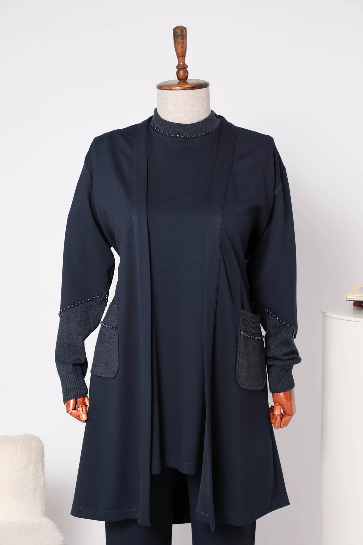MODAL HIRKA TRİKO KONBİNLİ ÜÇLÜ TAKIM Lacivert 3