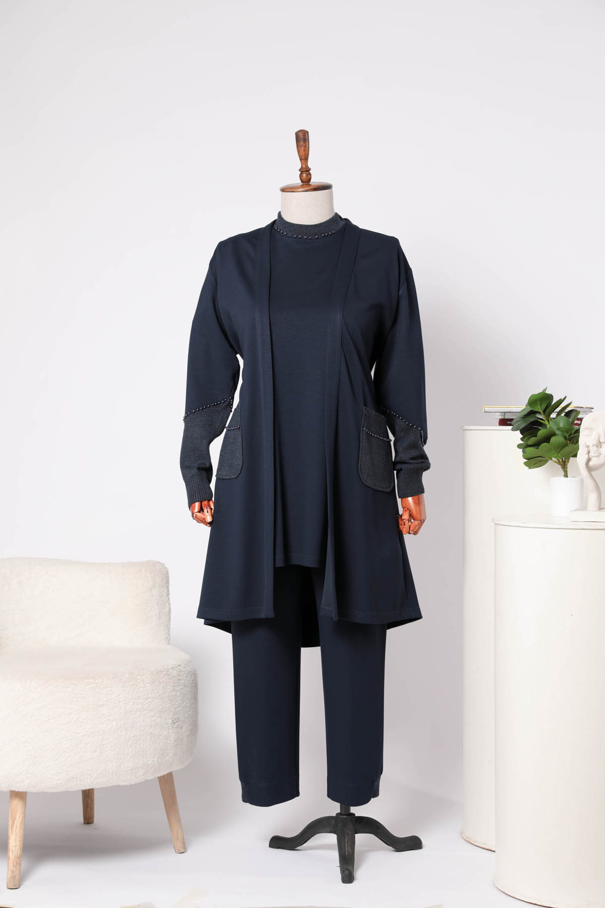 MODAL HIRKA TRİKO KONBİNLİ ÜÇLÜ TAKIM Lacivert 2