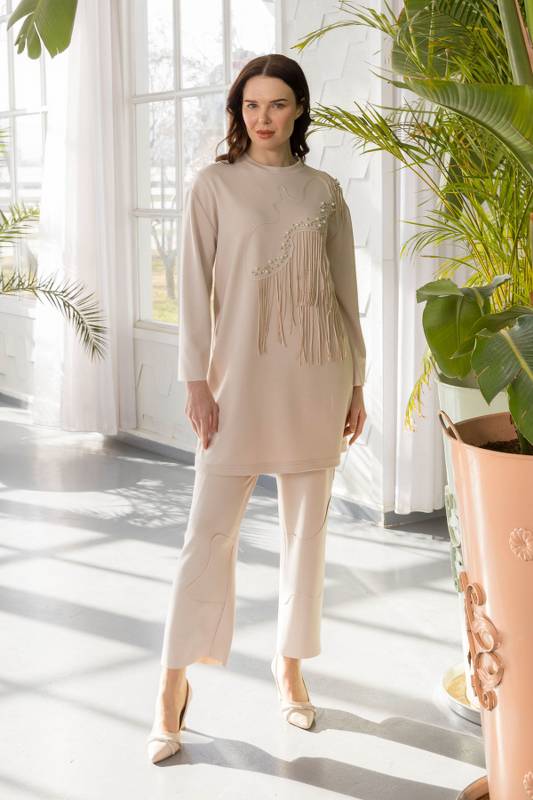 PUREVA BAMBU MODAL TUNİK & PANTOLON TAKIM Bej
