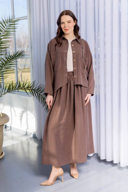 TENCEL TUNİK  ETEK TAKIM Çikolata 2