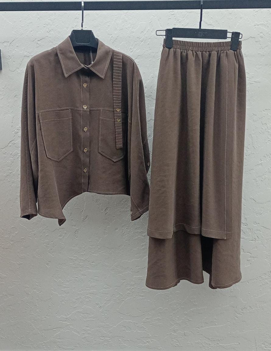 TENCEL TUNİK  ETEK TAKIM Çikolata 7