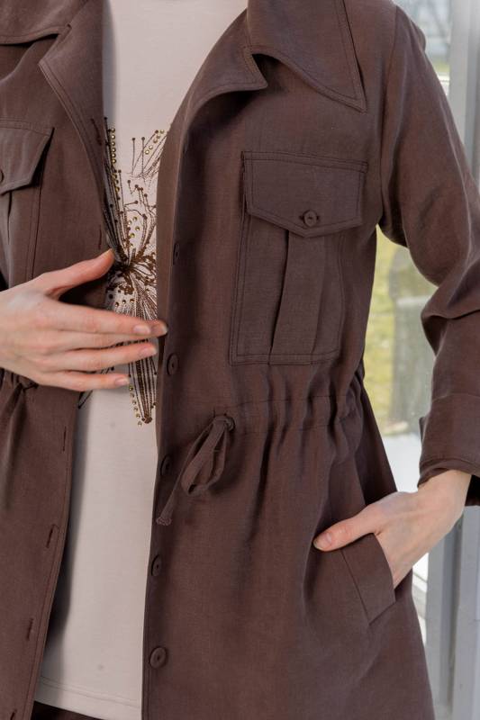 MODAL TUNİK SAFARİ TENCEL PANTOLONLU TAKIM Çikolata 8
