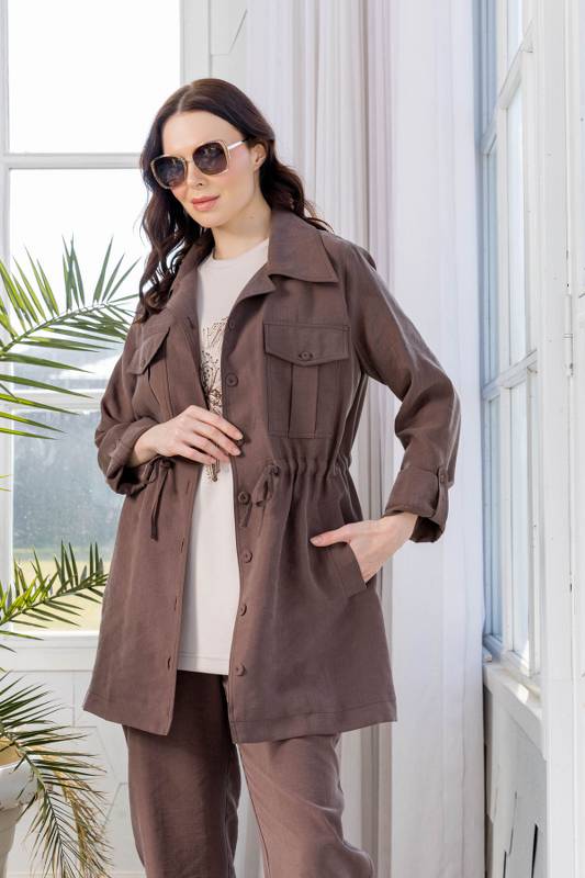 MODAL TUNİK SAFARİ TENCEL PANTOLONLU TAKIM Çikolata 5