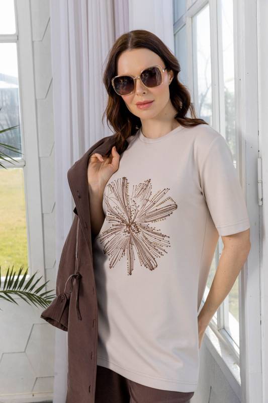 MODAL TUNİK SAFARİ TENCEL PANTOLONLU TAKIM Çikolata 6