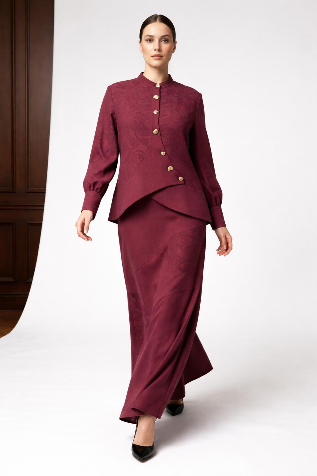 JAKAR TENCEL ELBİSE CEKET TAKIM Bordo 6