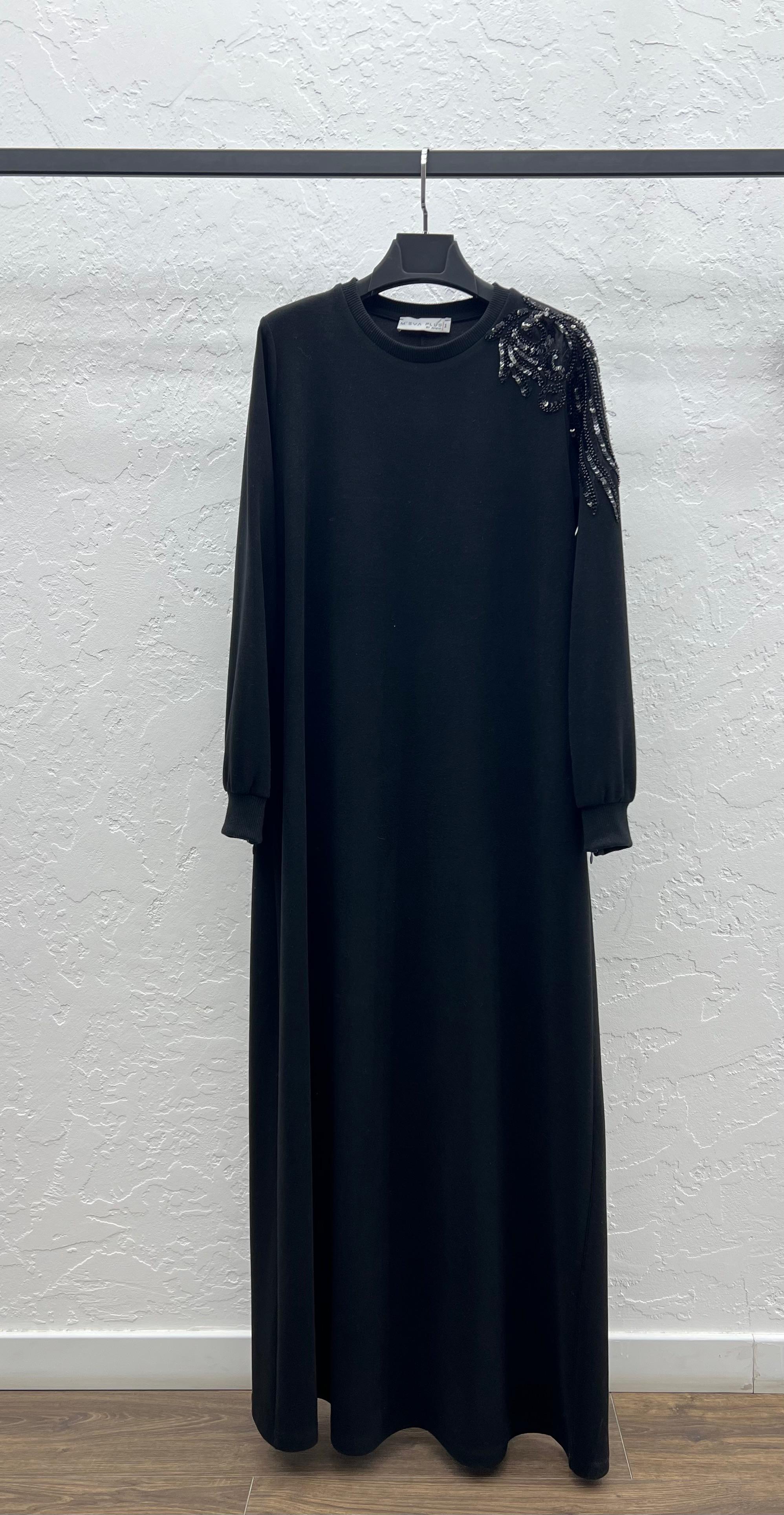 ŞARDONLU MODAL ELBİSE Siyah 2
