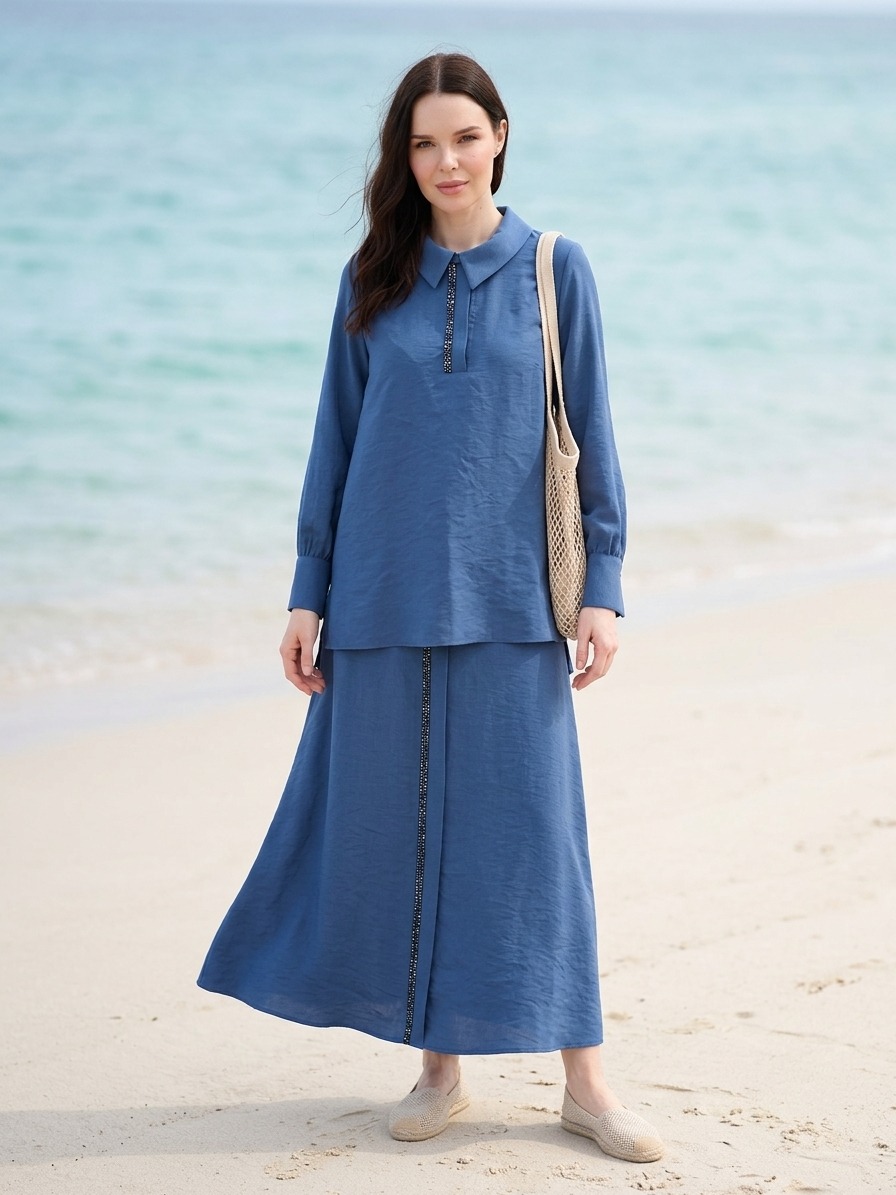 TENCEL TUNİK  ETEK TAKIM Indigo 2