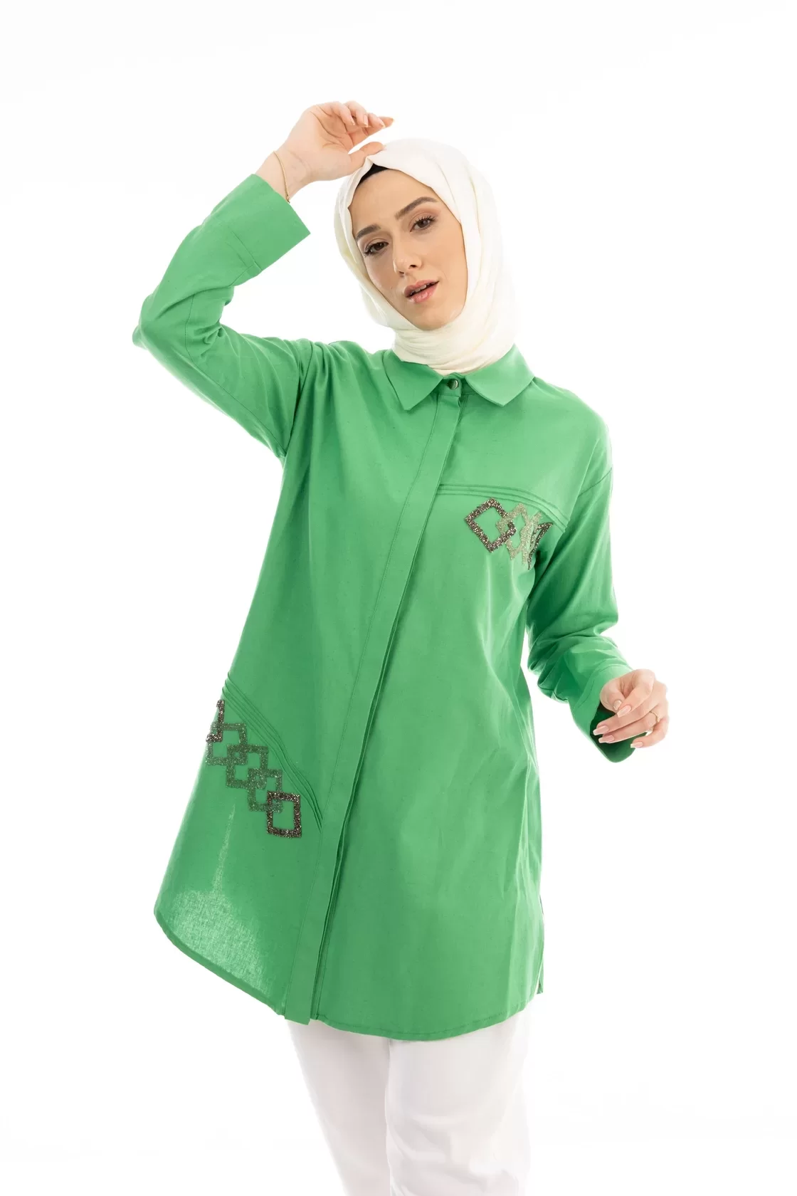 TAŞLI GÖMLEK Olive 5