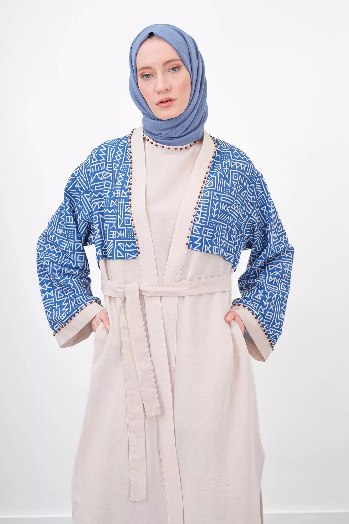 KETEN 2 Lİ KİMONO Bej 6
