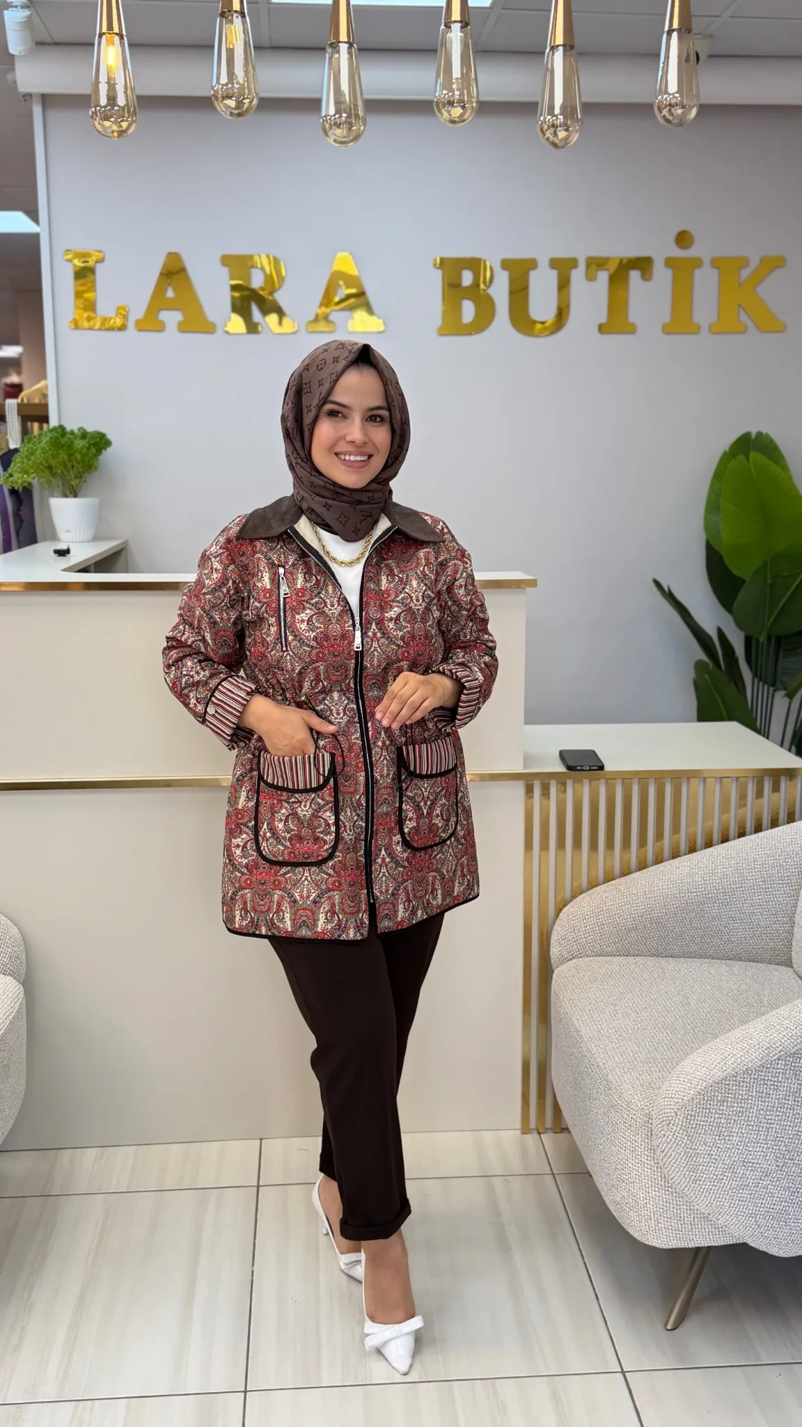 STELLA STORE Etnik desen ceket Kırmızı