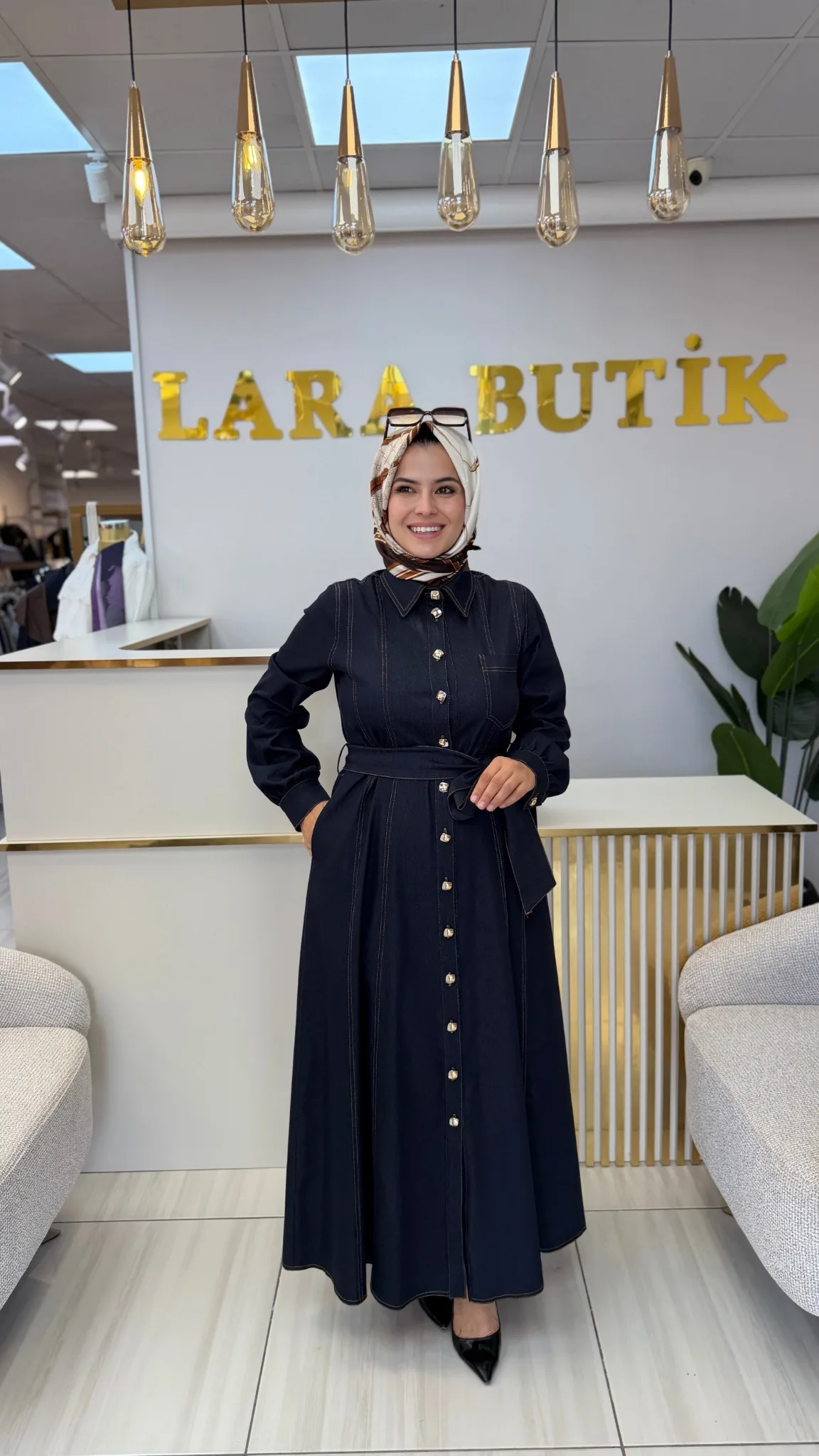 N’Prive Dikiş detaylı elbise Lacivert