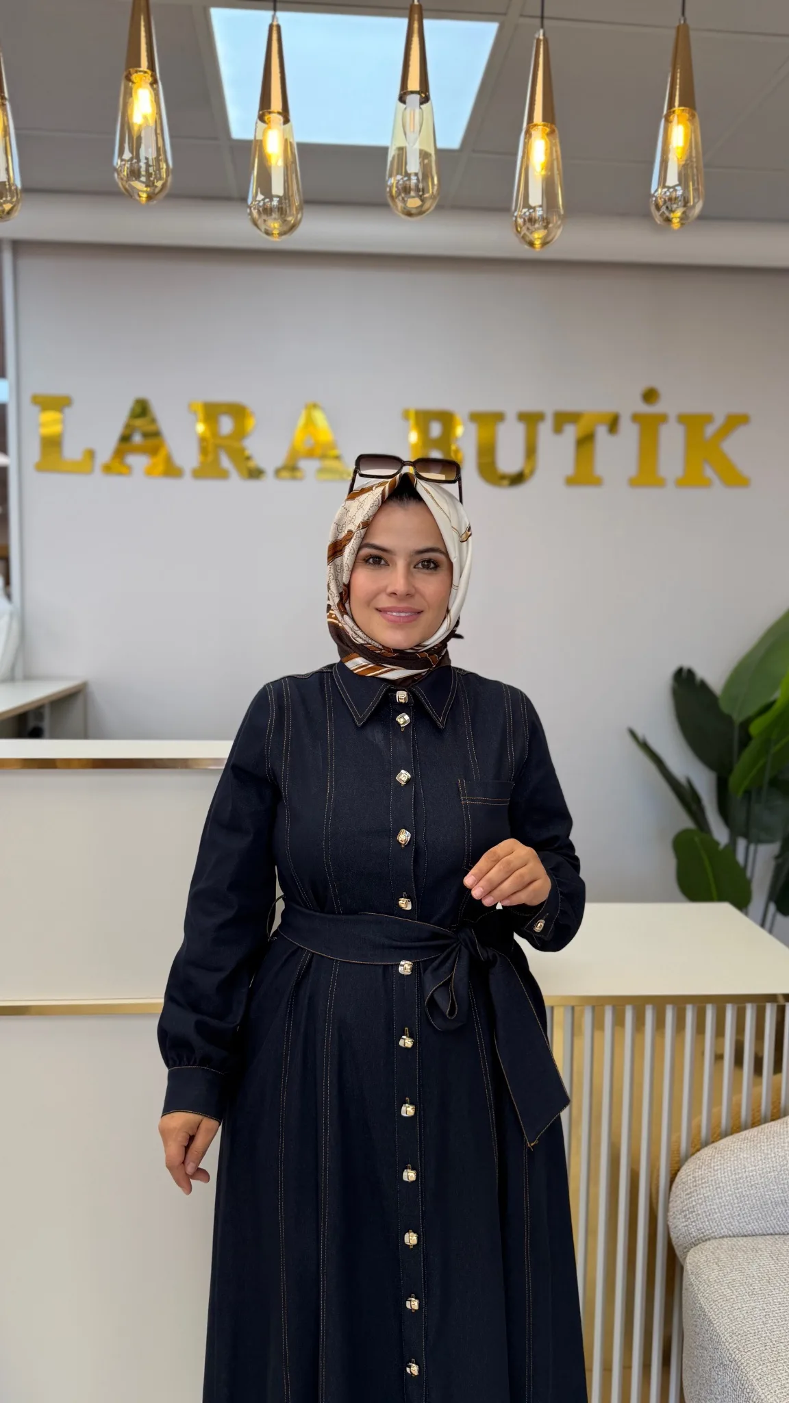 Dikiş detaylı elbise Lacivert 2