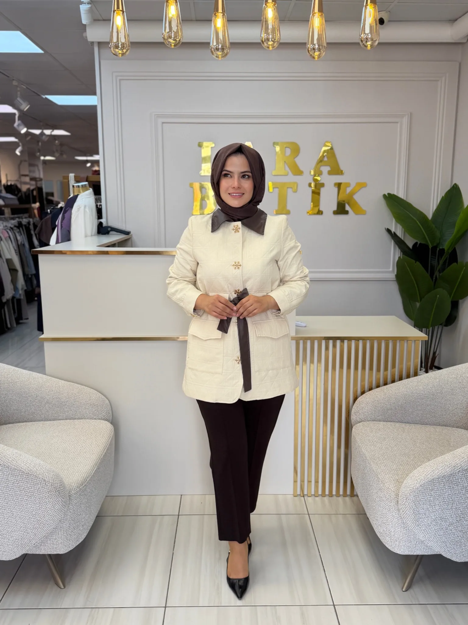 N’Prive Deri detaylı trench Bej