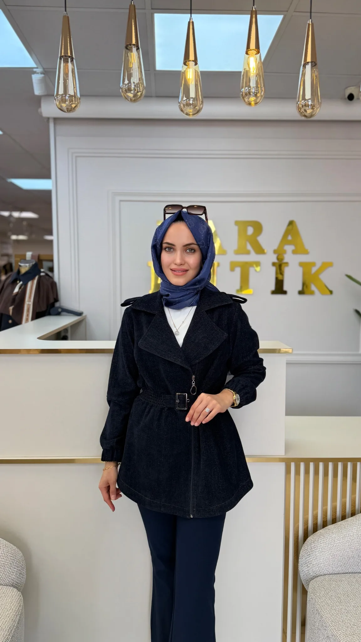 VOLAN KEMER DETAYLI TRENCH Lacivert