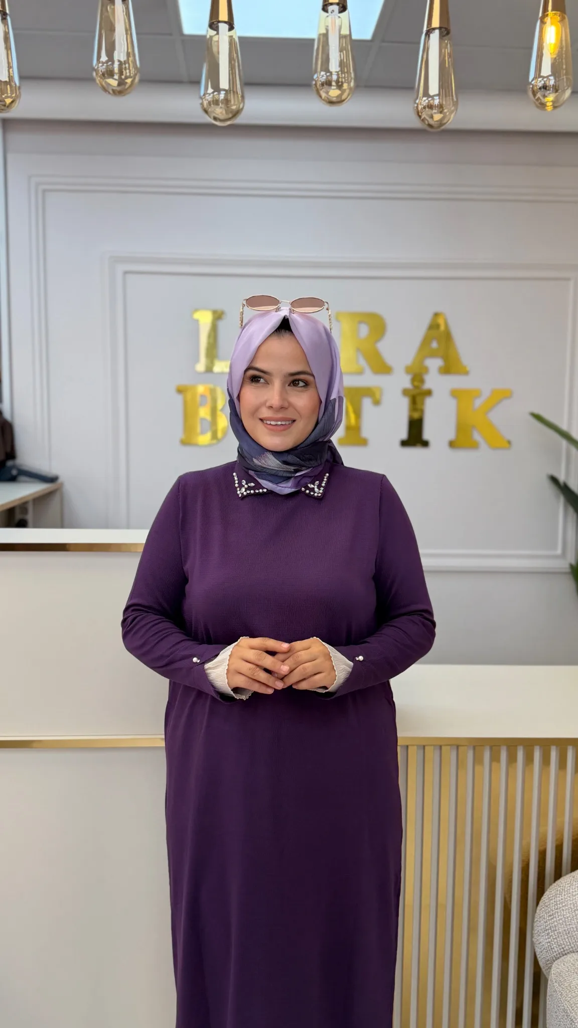 SOĞUK İPLİK MERSERİZE ELBİSE Mor 3