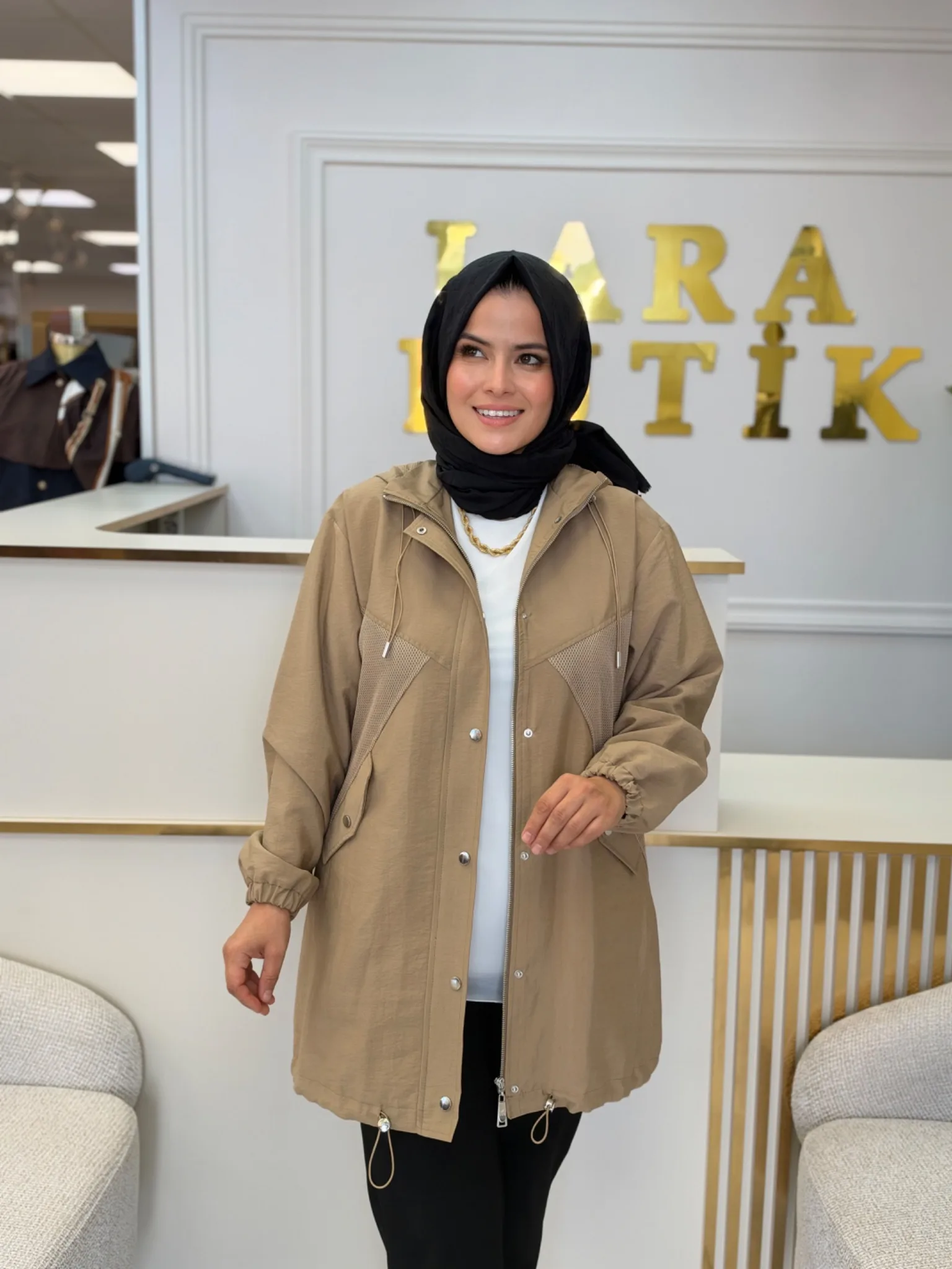 STELLA STORE FİLE DETAYLI TRENCH Camel