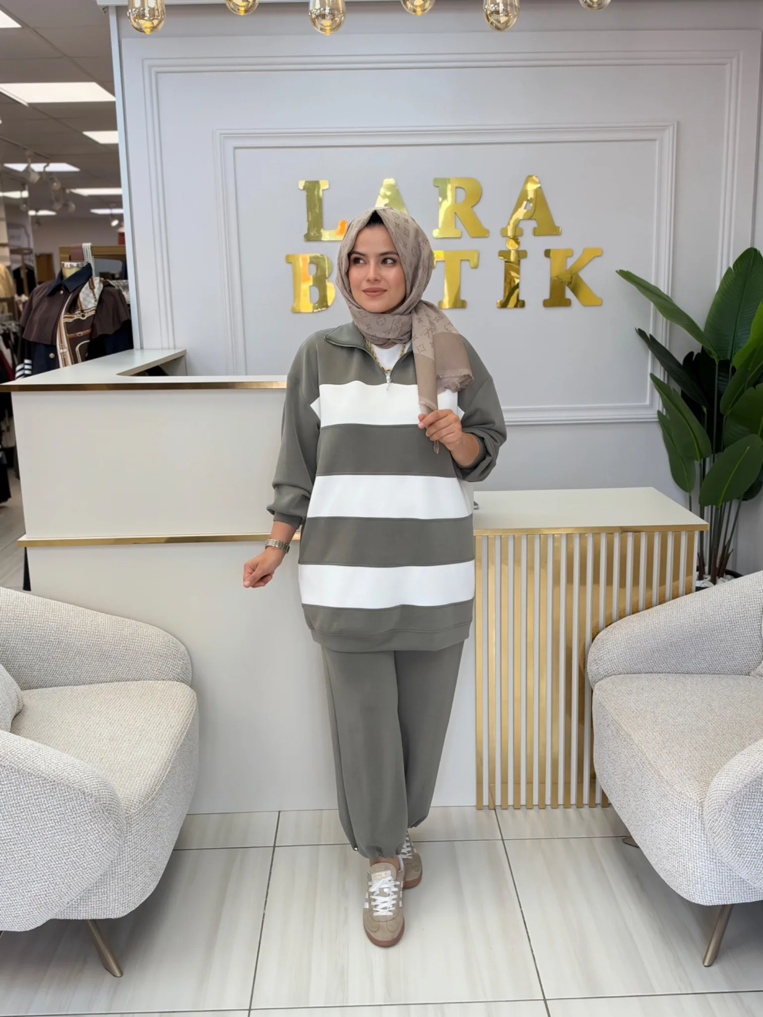 AYNAZ ÇİZGİ DETAYLI SPOR TAKIM Yeşil