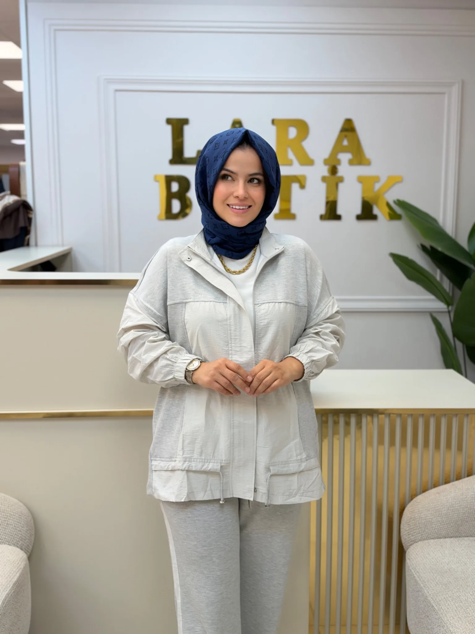 GARNİ DETAYLI  BAĞCIKLI TAKIM Gri 2