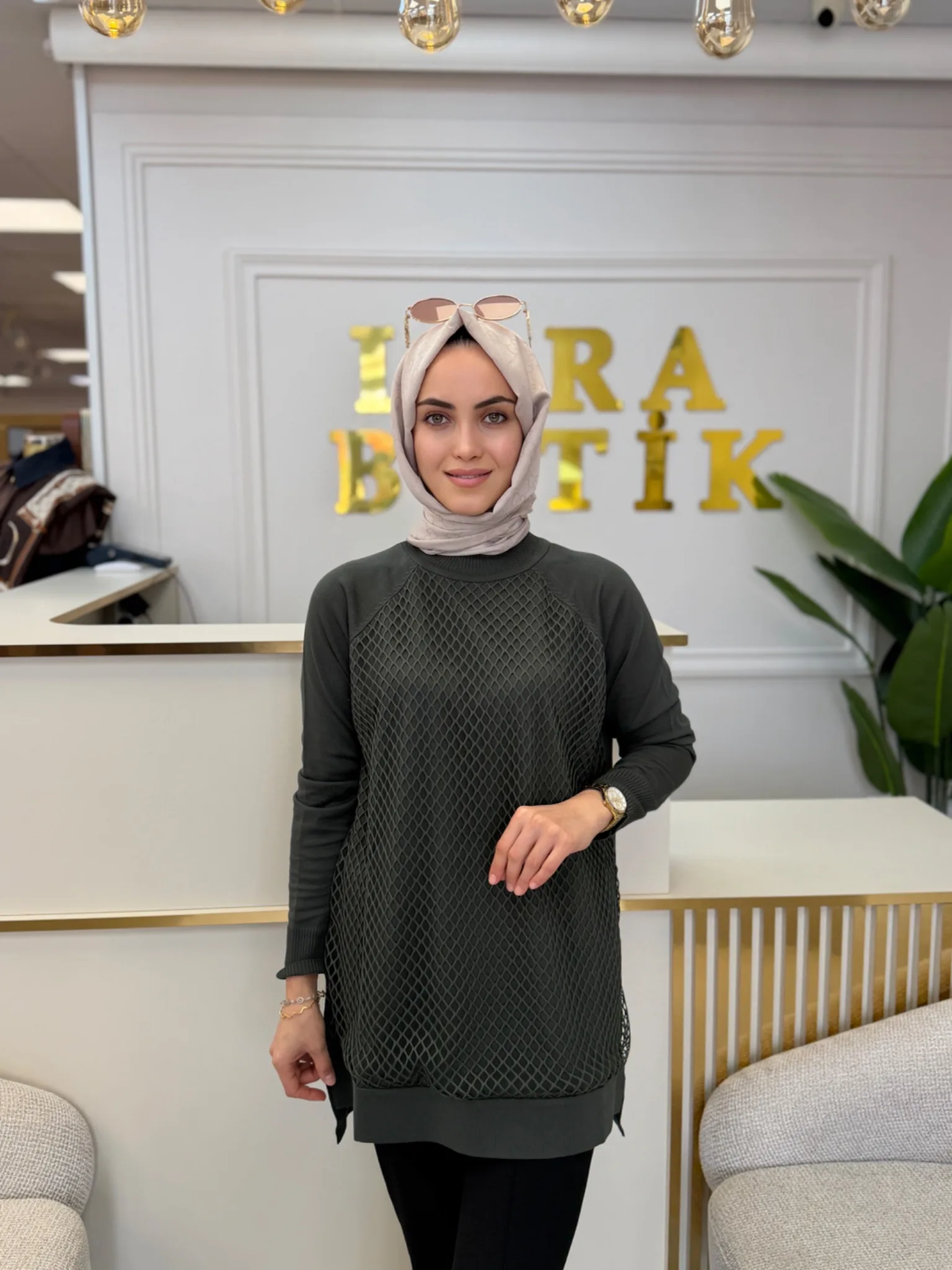VİVALOLİTA FİLE DETAYLI TUNİK Yeşil